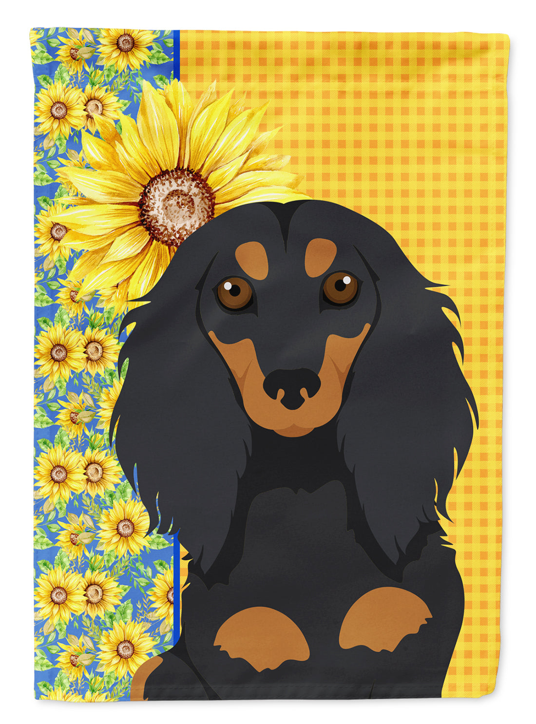 Summer Sunflowers Longhair Black and Tan Dachshund Garden Flag Mailbox Decorative Yard Banner Outside Patio Artwork for Flower Beds, Garden Size, Multicolor
