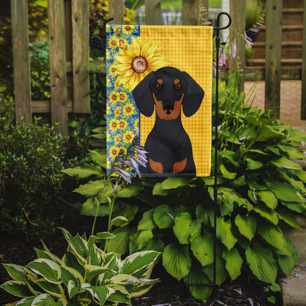 Summer Sunflowers Black and Tan Dachshund Garden Flag Mailbox Decorative Yard Banner Outside Patio Artwork for Flower Beds, Garden Size, Multicolor