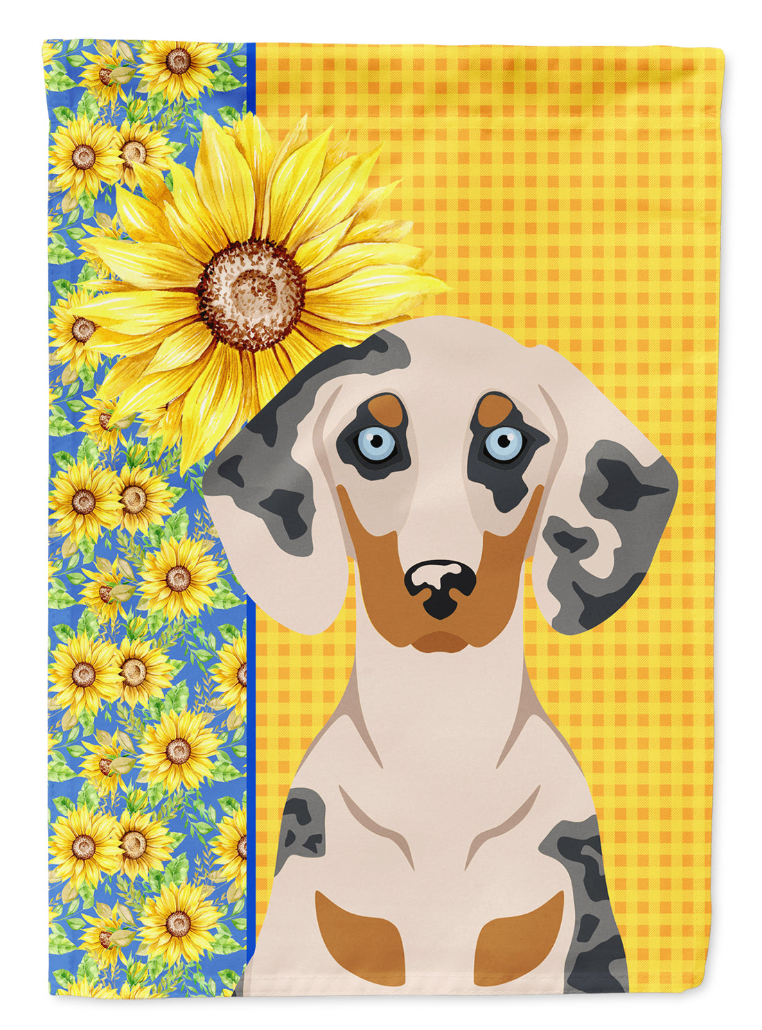 Summer Sunflowers Cream Dapple Dachshund Garden Flag Mailbox Decorative Yard Banner Outside Patio Artwork for Flower Beds, Garden Size, Multicolor
