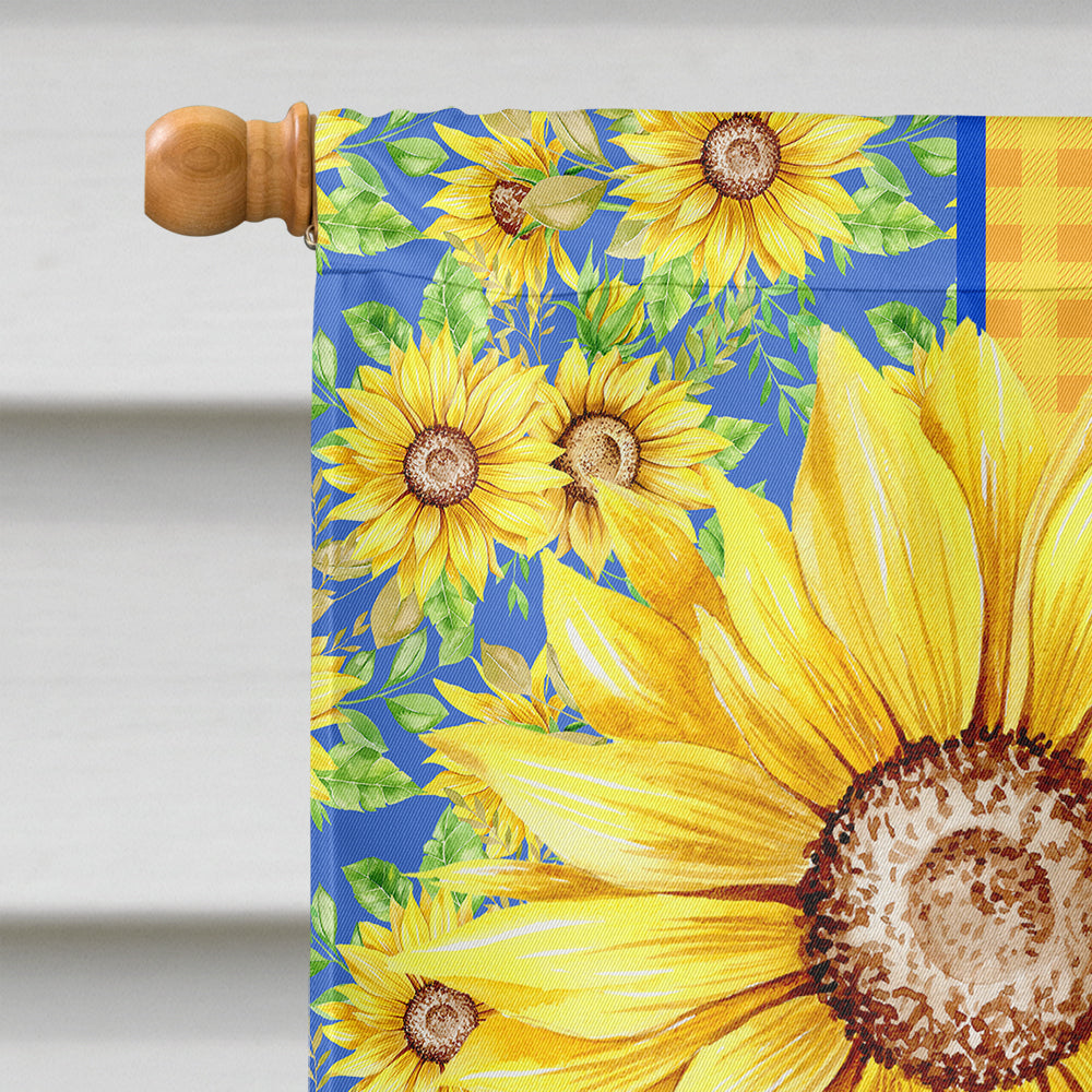 Summer Sunflowers Cream Dachshund House Flag 28x40 Porch Sleeve Pole Decorative Outside Yard Banner Artwork Wall Hanging, Polyester