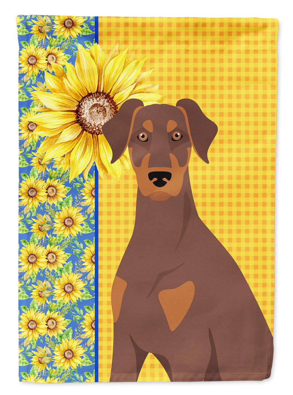 Summer Sunflowers Natural Ear Red and Tan Doberman Pinscher Garden Flag Mailbox Decorative Yard Banner Outside Patio Artwork for Flower Beds, Garden Size, Multicolor