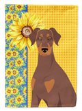 Summer Sunflowers Natural Ear Red and Tan Doberman Pinscher Garden Flag Mailbox Decorative Yard Banner Outside Patio Artwork for Flower Beds, Garden Size, Multicolor