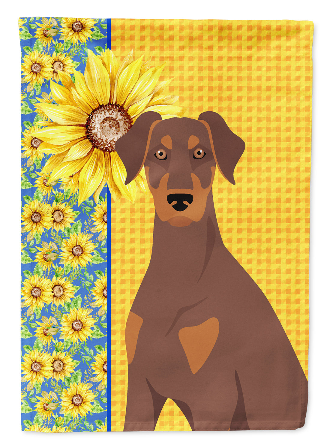 Summer Sunflowers Natural Ear Red and Tan Doberman Pinscher Garden Flag Mailbox Decorative Yard Banner Outside Patio Artwork for Flower Beds, Garden Size, Multicolor