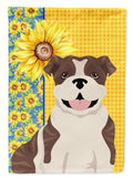 Summer Sunflowers Brindle English Bulldog Garden Flag Mailbox Decorative Yard Banner Outside Patio Artwork for Flower Beds, Garden Size, Multicolor