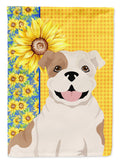 Summer Sunflowers Piebald English Bulldog Garden Flag Mailbox Decorative Yard Banner Outside Patio Artwork for Flower Beds, Garden Size, Multicolor