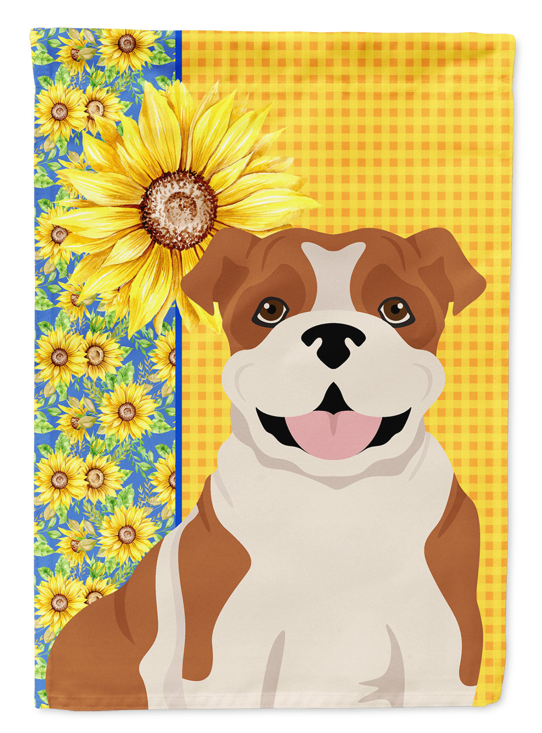 Summer Sunflowers Red English Bulldog Garden Flag Mailbox Decorative Yard Banner Outside Patio Artwork for Flower Beds, Garden Size, Multicolor