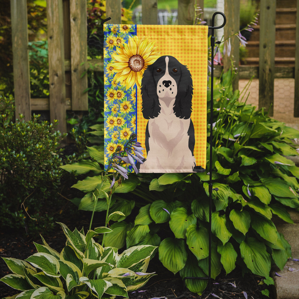 Summer Sunflowers Black English Springer Spaniel Garden Flag Mailbox Decorative Yard Banner Outside Patio Artwork for Flower Beds, Garden Size, Multicolor