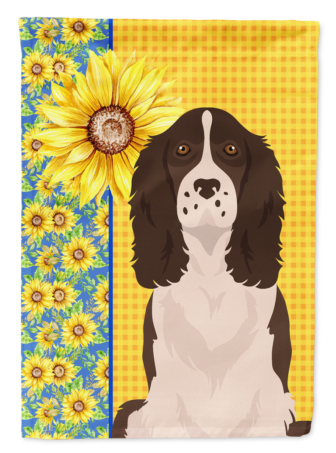 Summer Sunflowers Liver English Springer Spaniel Garden Flag Mailbox Decorative Yard Banner Outside Patio Artwork for Flower Beds, Garden Size, Multicolor