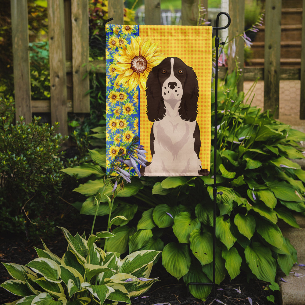 Summer Sunflowers Liver English Springer Spaniel Garden Flag Mailbox Decorative Yard Banner Outside Patio Artwork for Flower Beds, Garden Size, Multicolor
