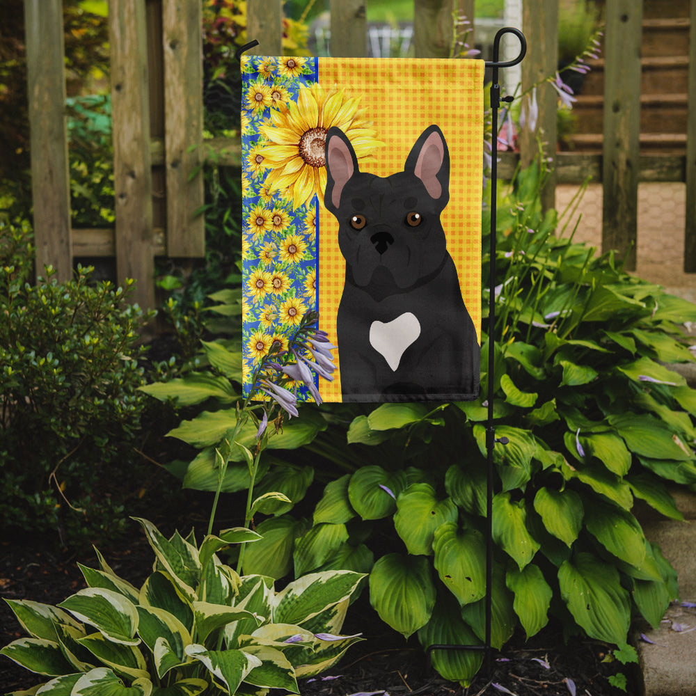 Summer Sunflowers Black French Bulldog Garden Flag Mailbox Decorative Yard Banner Outside Patio Artwork for Flower Beds, Garden Size, Multicolor