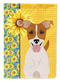 Summer Sunflowers Brown White Smooth Jack Russell Terrier Garden Flag Mailbox Decorative Yard Banner Outside Patio Artwork for Flower Beds, Garden Size, Multicolor