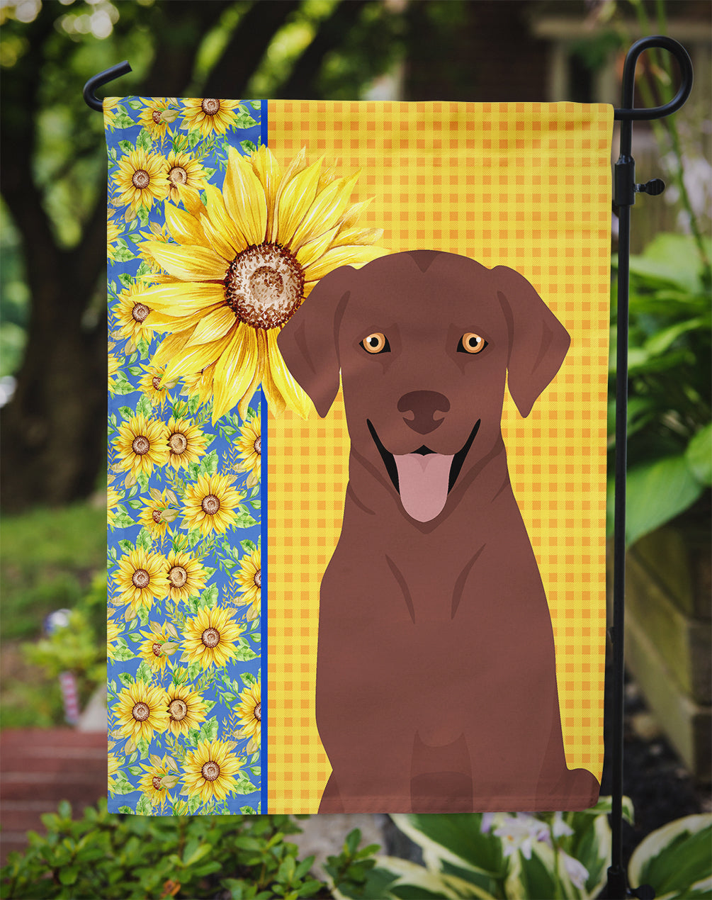 Summer Sunflowers Chocolate Labrador Retriever Garden Flag Mailbox Decorative Yard Banner Outside Patio Artwork for Flower Beds, Garden Size, Multicolor