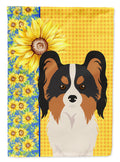 Summer Sunflowers Tricolor Papillon House Flag 28x40 Porch Sleeve Pole Decorative Outside Yard Banner Artwork Wall Hanging, Polyester