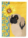 Summer Sunflowers Cream Pekingese Garden Flag Mailbox Decorative Yard Banner Outside Patio Artwork for Flower Beds, Garden Size, Multicolor
