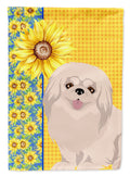 Summer Sunflowers White Pekingese Garden Flag Mailbox Decorative Yard Banner Outside Patio Artwork for Flower Beds, Garden Size, Multicolor