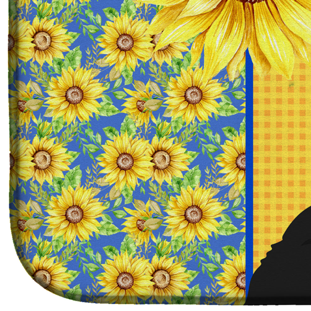 Summer Sunflowers Standard Black Poodle Dish Drying Mat Absorbent Dish Drying Mat Pad for Kitchen Counter Dish Drainer Mat for Countertop, 14 x 21", Multicolor