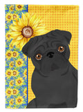 Summer Sunflowers Black Pug Garden Flag Mailbox Decorative Yard Banner Outside Patio Artwork for Flower Beds, Garden Size, Multicolor