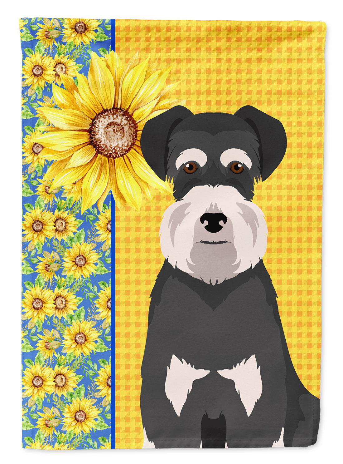 Summer Sunflowers Black and Silver Natural Ears Schnauzer Garden Flag Mailbox Decorative Yard Banner Outside Patio Artwork for Flower Beds, Garden Size, Multicolor