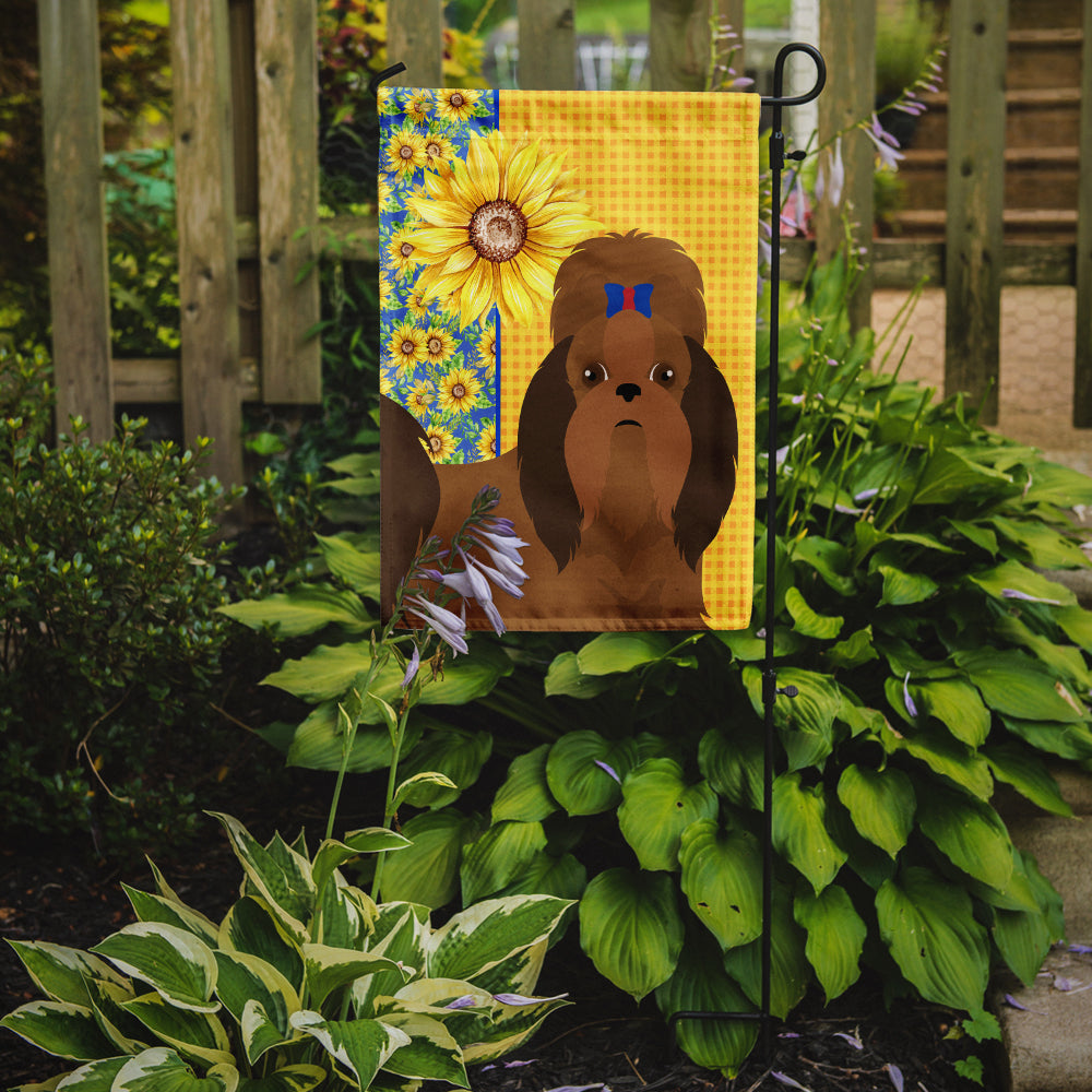 Summer Sunflowers Red Shih Tzu Garden Flag Mailbox Decorative Yard Banner Outside Patio Artwork for Flower Beds, Garden Size, Multicolor