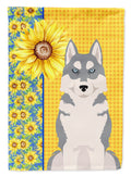 Summer Sunflowers Grey Siberian Husky Garden Flag Mailbox Decorative Yard Banner Outside Patio Artwork for Flower Beds, Garden Size, Multicolor