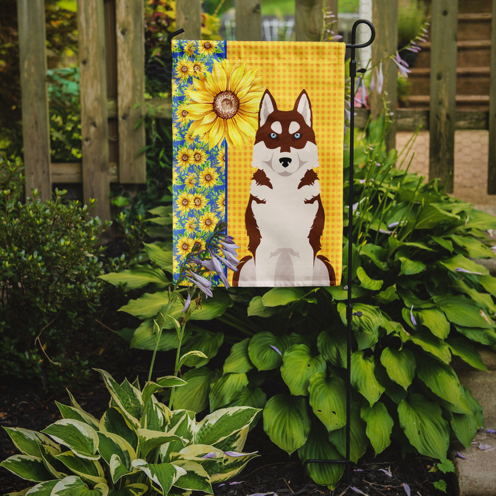 Summer Sunflowers Red Siberian Husky Garden Flag Mailbox Decorative Yard Banner Outside Patio Artwork for Flower Beds, Garden Size, Multicolor