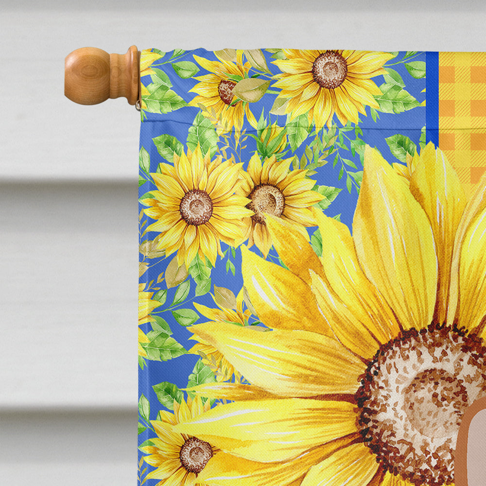 Summer Sunflowers Red Cardigan Corgi House Flag 28x40 Porch Sleeve Pole Decorative Outside Yard Banner Artwork Wall Hanging, Polyester