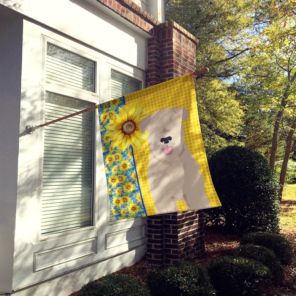 Summer Sunflowers Soft Coated Wheaten Terrier House Flag 28x40 Porch Sleeve Pole Decorative Outside Yard Banner Artwork Wall Hanging, Polyester