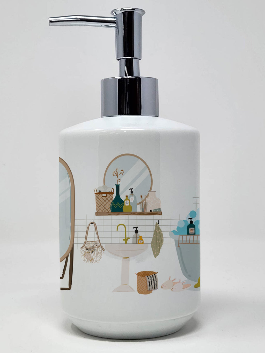 Red Boston Terrier Ceramic Soap Dispenser , Empty Refillable Hand Soap Pump Bottle for Bathroom Kitchen