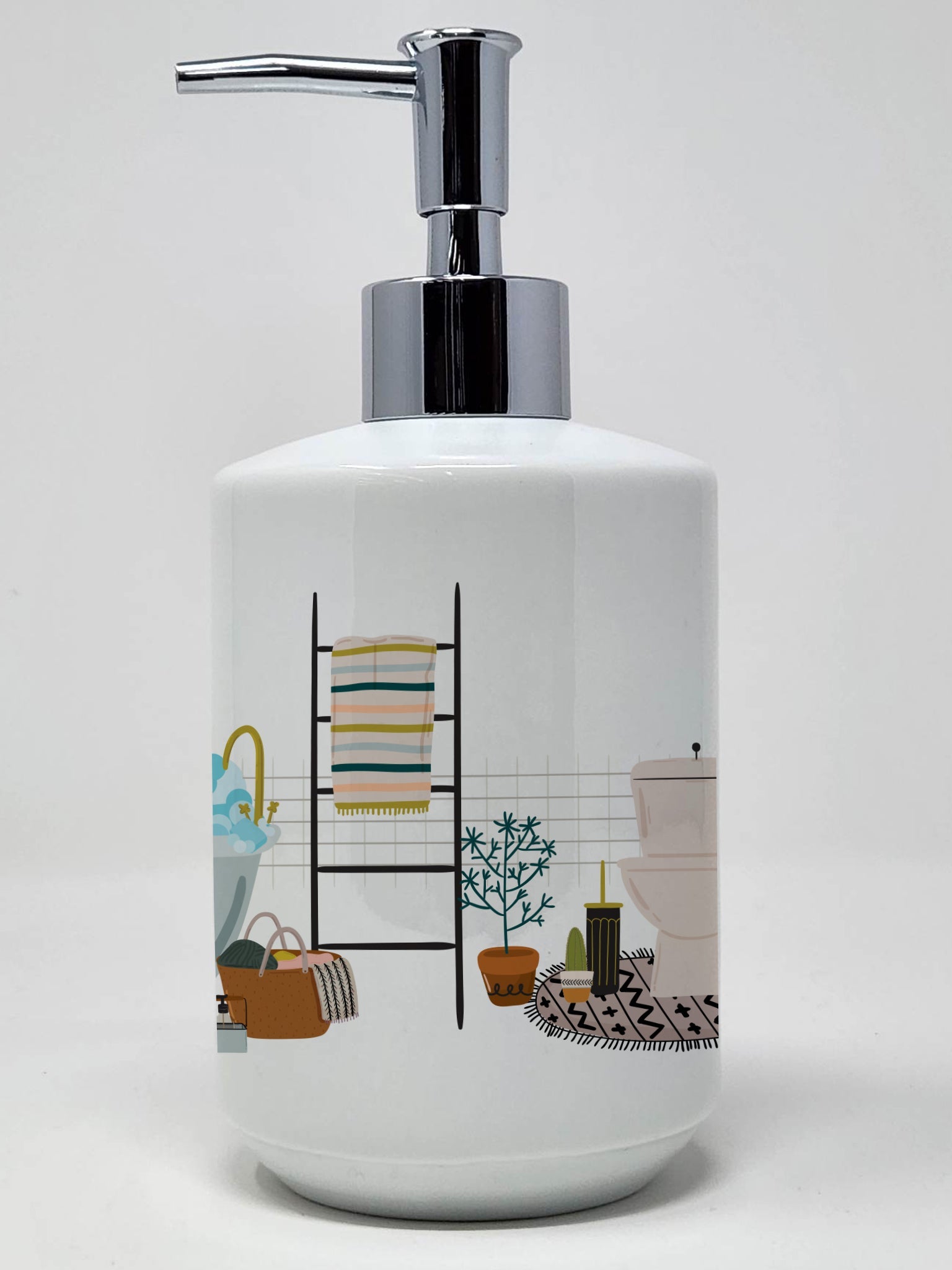 Fawn Boston Terrier Ceramic Soap Dispenser , Empty Refillable Hand Soap Pump Bottle for Bathroom Kitchen