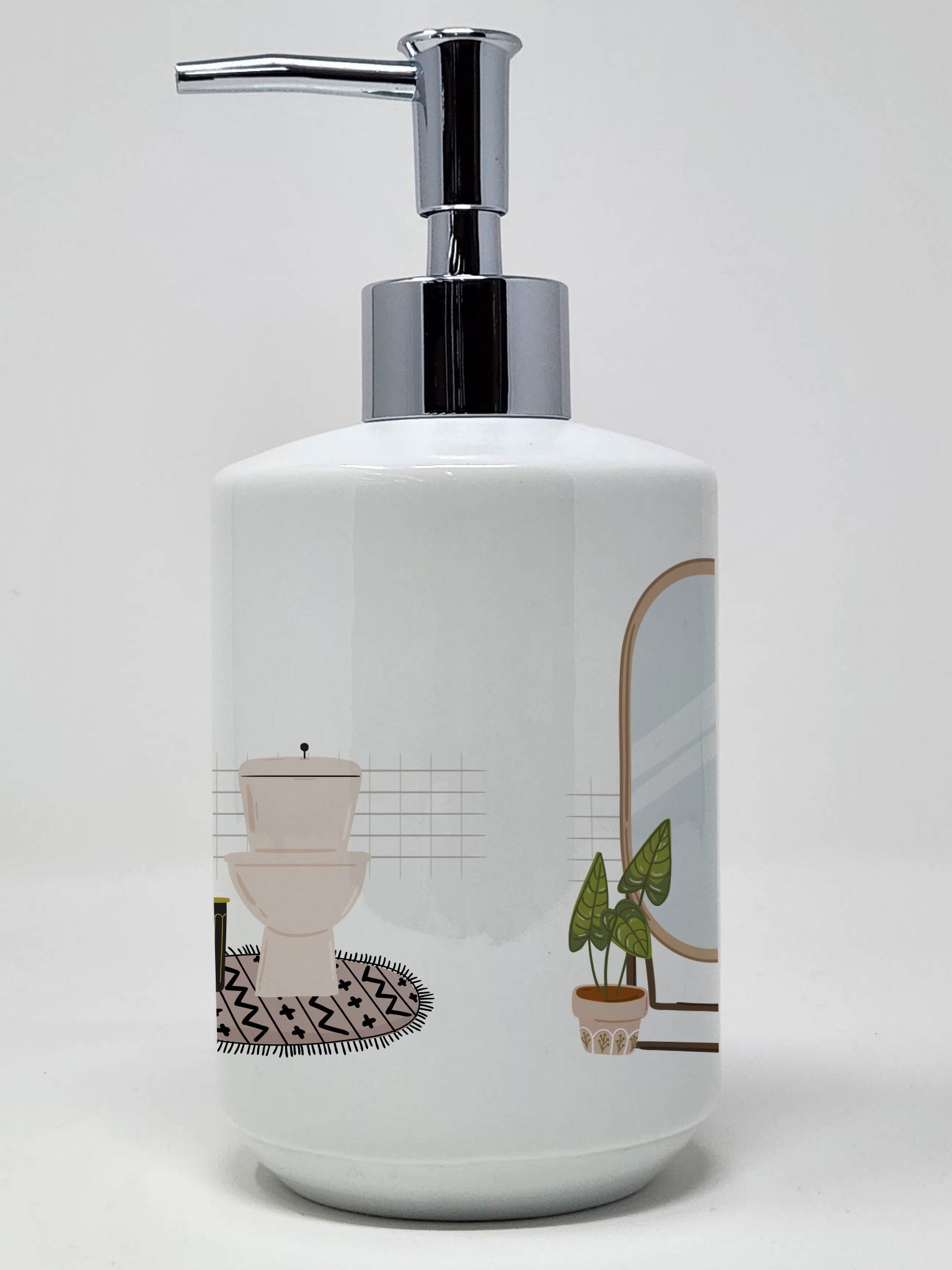 Blue Boston Terrier Ceramic Soap Dispenser , Empty Refillable Hand Soap Pump Bottle for Bathroom Kitchen