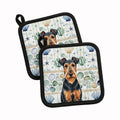 Airedale Terrier Coastal Sea Glass Pot Holder Set of 2 Heat Resistant Quilted Hot Pads 7.5 x 7.5 Inch, Insulated Kitchen Trivets for Cooking & Baking