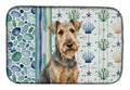 Grizzle Airedale Terrier Coastal Sea Glass Dish Drying Mat Absorbent Dish Drying Mat Pad for Kitchen Counter Dish Drainer Mat for Countertop, 14 x 21", Multicolor