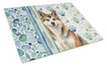 Sesame Akita Coastal Sea Glass Cutting Board Tempered Glass Kitchen Cutting Surface, Heat Resistant Chopping, Non-Slip Feet, Food Prep & Serving