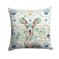 American Hairless Terrier Coastal Sea Glass Decorative Throw Pillow 14x14 Indoor Outdoor Accent Cushion, Fabric Cover with Insert for Sofa, Bed, Porch & Living Room