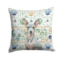 American Hairless Terrier Coastal Sea Glass Decorative Throw Pillow 18x18 Indoor Outdoor Accent Cushion, Fabric Cover with Insert for Sofa, Bed, Porch & Living Room