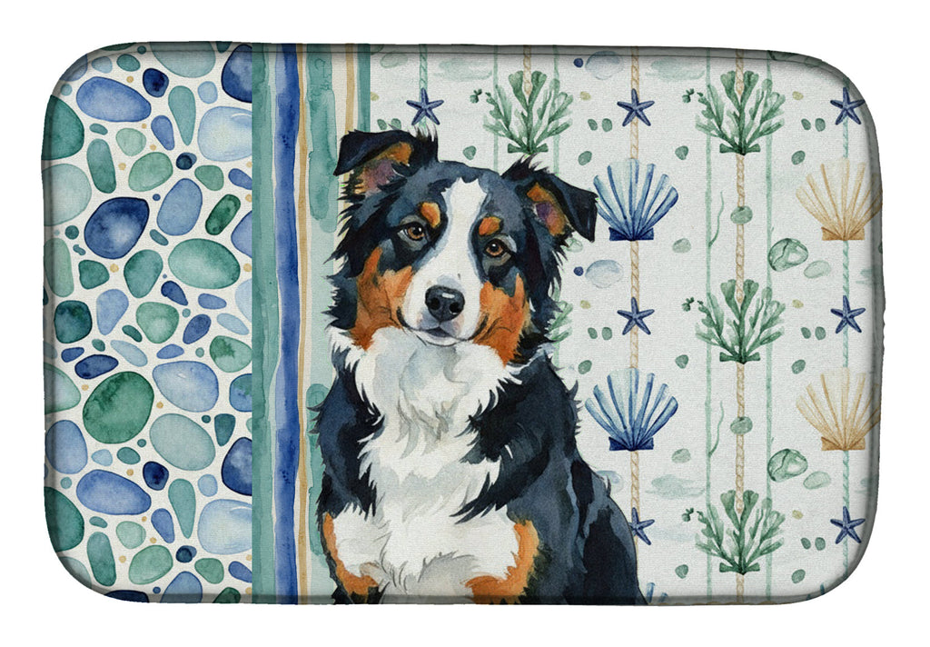 Black Tri American Shepherd Coastal Sea Glass Dish Drying Mat Absorbent Dish Drying Mat Pad for Kitchen Counter Dish Drainer Mat for Countertop, 14 x 21", Multicolor