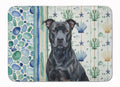 Black American Staffordshire Terrier Coastal Sea Glass Memory Foam Kitchen Mat Machine Washable Anti-Fatigue Cushion Comfort Bath or Kitchen Rug