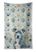 Blue American Staffordshire Terrier Coastal Sea Glass Kitchen Towel Velour Plush Front and Cotton Loop Back Machine Washable