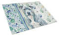 Blue American Staffordshire Terrier Coastal Sea Glass Cutting Board Tempered Glass Kitchen Cutting Surface, Heat Resistant Chopping, Non-Slip Feet, Food Prep & Serving