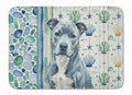 Blue American Staffordshire Terrier Coastal Sea Glass Memory Foam Kitchen Mat Machine Washable Anti-Fatigue Cushion Comfort Bath or Kitchen Rug