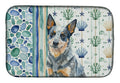 Blue Heeler Australian Cattle Dog Coastal Sea Glass Dish Drying Mat Absorbent Dish Drying Mat Pad for Kitchen Counter Dish Drainer Mat for Countertop, 14 x 21", Multicolor