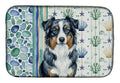 Black Australian Shepherd Coastal Sea Glass Dish Drying Mat Absorbent Dish Drying Mat Pad for Kitchen Counter Dish Drainer Mat for Countertop, 14 x 21", Multicolor