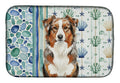 Red Merle Australian Shepherd Coastal Sea Glass Dish Drying Mat Absorbent Dish Drying Mat Pad for Kitchen Counter Dish Drainer Mat for Countertop, 14 x 21", Multicolor