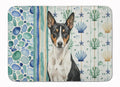 Black and White Basenji Coastal Sea Glass Memory Foam Kitchen Mat Machine Washable Anti-Fatigue Cushion Comfort Bath or Kitchen Rug