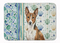 Brindle and White Basenji Coastal Sea Glass Memory Foam Kitchen Mat Machine Washable Anti-Fatigue Cushion Comfort Bath or Kitchen Rug