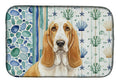 Lemon and White Basset Hound Coastal Sea Glass Dish Drying Mat Absorbent Dish Drying Mat Pad for Kitchen Counter Dish Drainer Mat for Countertop, 14 x 21", Multicolor