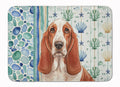 Red and White Basset Hound Coastal Sea Glass Memory Foam Kitchen Mat Machine Washable Anti-Fatigue Cushion Comfort Bath or Kitchen Rug