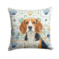 Beagle Coastal Sea Glass Decorative Throw Pillow 18x18 Indoor Outdoor Accent Cushion, Fabric Cover with Insert for Sofa, Bed, Porch & Living Room