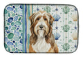 Brown Bearded Collie Coastal Sea Glass Dish Drying Mat Absorbent Dish Drying Mat Pad for Kitchen Counter Dish Drainer Mat for Countertop, 14 x 21", Multicolor