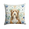 Brown Bearded Collie Coastal Sea Glass Decorative Throw Pillow 18x18 Indoor Outdoor Accent Cushion, Fabric Cover with Insert for Sofa, Bed, Porch & Living Room